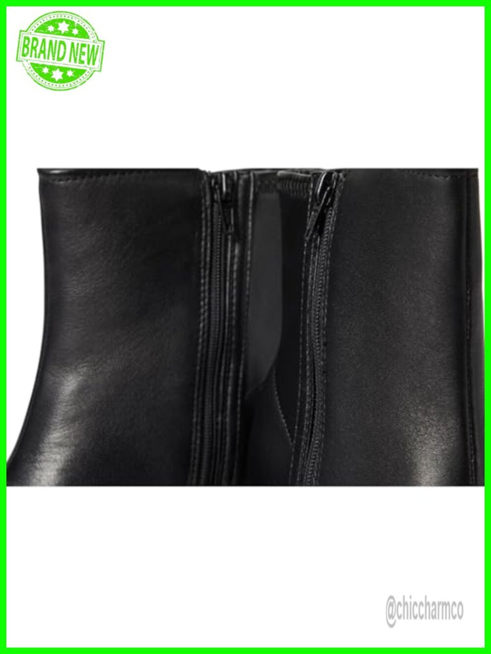 Leather Mid-Calf Boot with Side Zipper and Block Heel - Picture 6 of 6